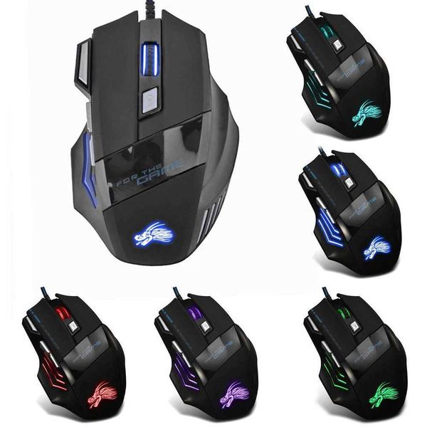 Mice Wired Gaming Mouse 7 Button Backlit 5500 DPI Adjustable Black Wired Optical Computer Gaming Mice for PC Gamer Computer Desktop H241122