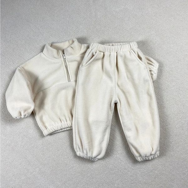 Clothing Sets 2pcs Autumn Childrens Fleece Suits Baby Boys Girls Zipper Sweatshirt Pant Sportwear Toddler Roupa Infantil Clothes Outfit Sets