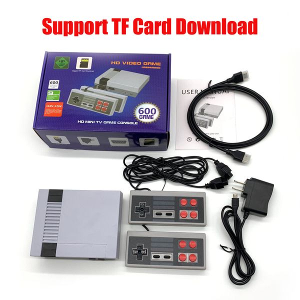 Super Mini Retro Game Console With Dual Controllers Classic HDMI TV Out Home Video Gaming Players Built-in 600 8 Bit Support TF Card Downloa