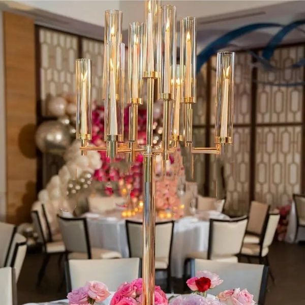 decoration Wedding Road Lead Decorative Big Huge Artificial Flowers vase Large Floral Flower stand metal vase table decor imake589
