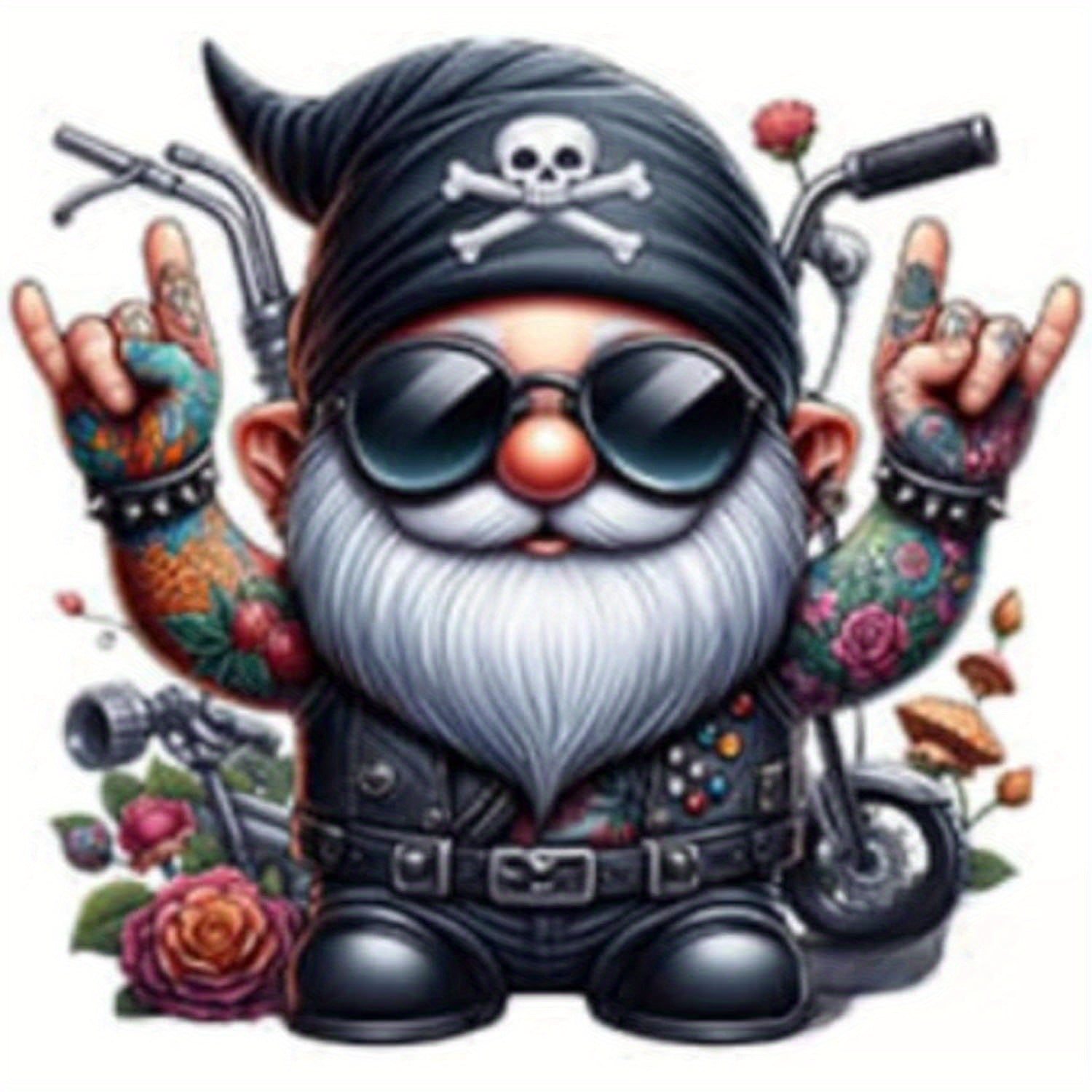 TEMU 2d Flat Floatingbiker Gnome Decal Sticker For Drink Tumblers, Adorable Ffdgfdfdgsunny Laptop Decals, Binders, Phones !