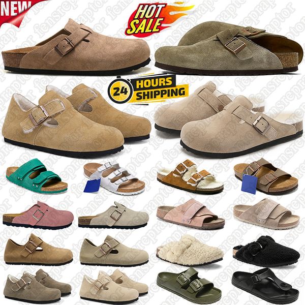 snow clogs digner sandals slid sho mul clog fur sliders slippers for mens womens black white blue grey leather suede sandl platform falt win