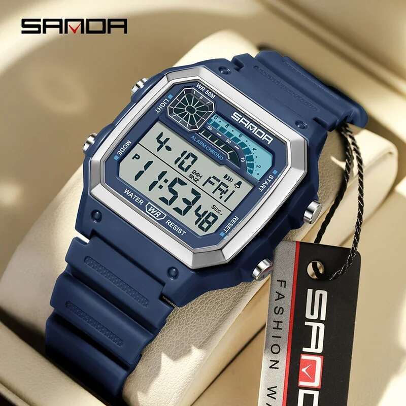 Top Men Watch Lightweight Square Outdoor Sports Electronics Wristwatch Waterproof Alarm Clock LED Digital Watches Relojes
