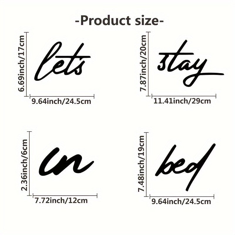 TEMU 4pc Bed" Metal Wall Art Metal Sign, - Rustic Wall Decoration, Iron Decor For Home, Metal Sign, Wall Sign, Perfect Housewarming Gift