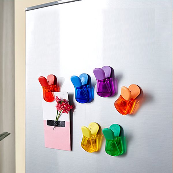Bag Clips 6pcs Kitchen Magnetic Plastic Ziplock Refrigerator Message Notes Strip Magnet Sticker P o Home Sealing Clip 230503