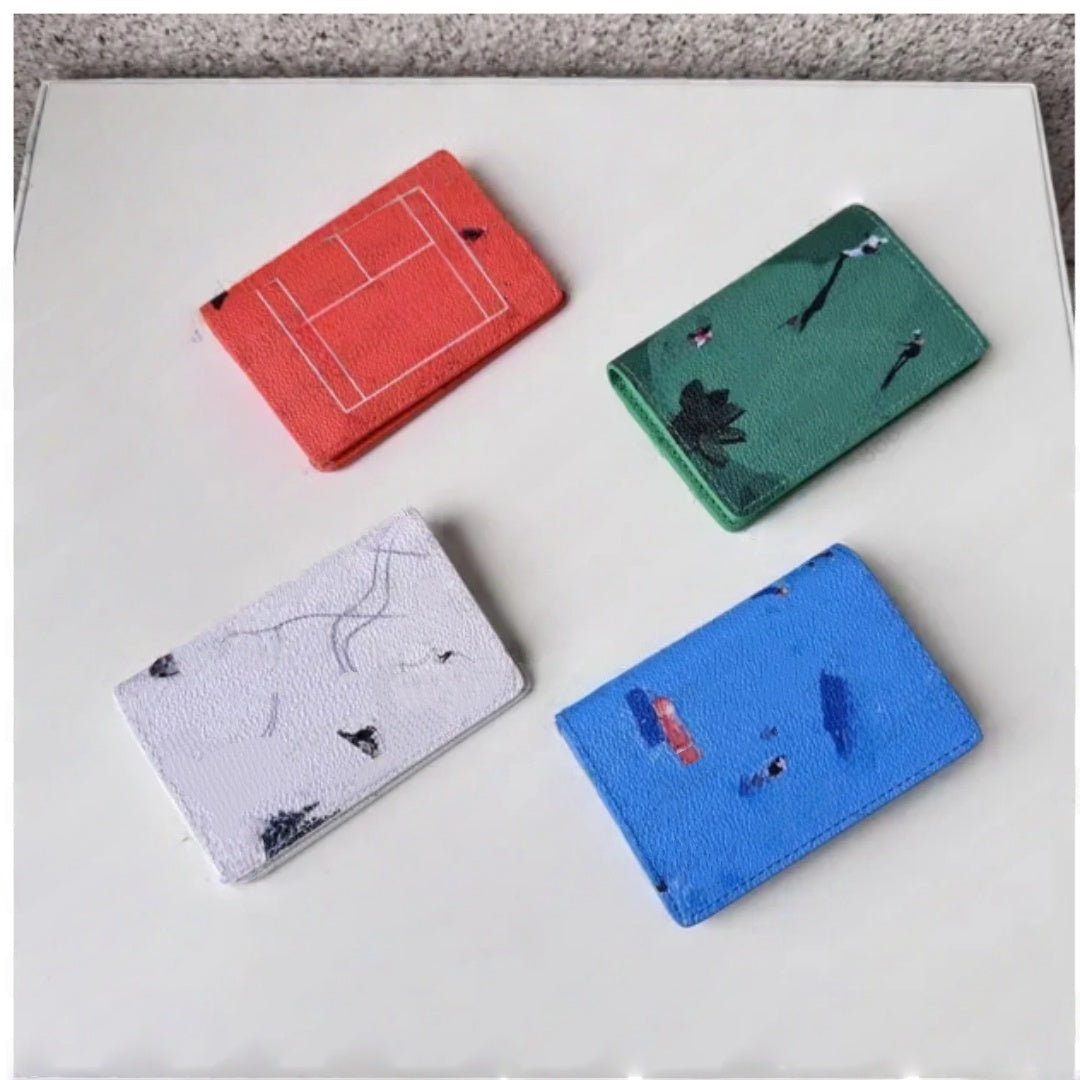 Top Quality Multiple Wallet POCKET ORGANIZER leather card holders men wallets money purse flower letters credit short money clutch bags Sports Scene