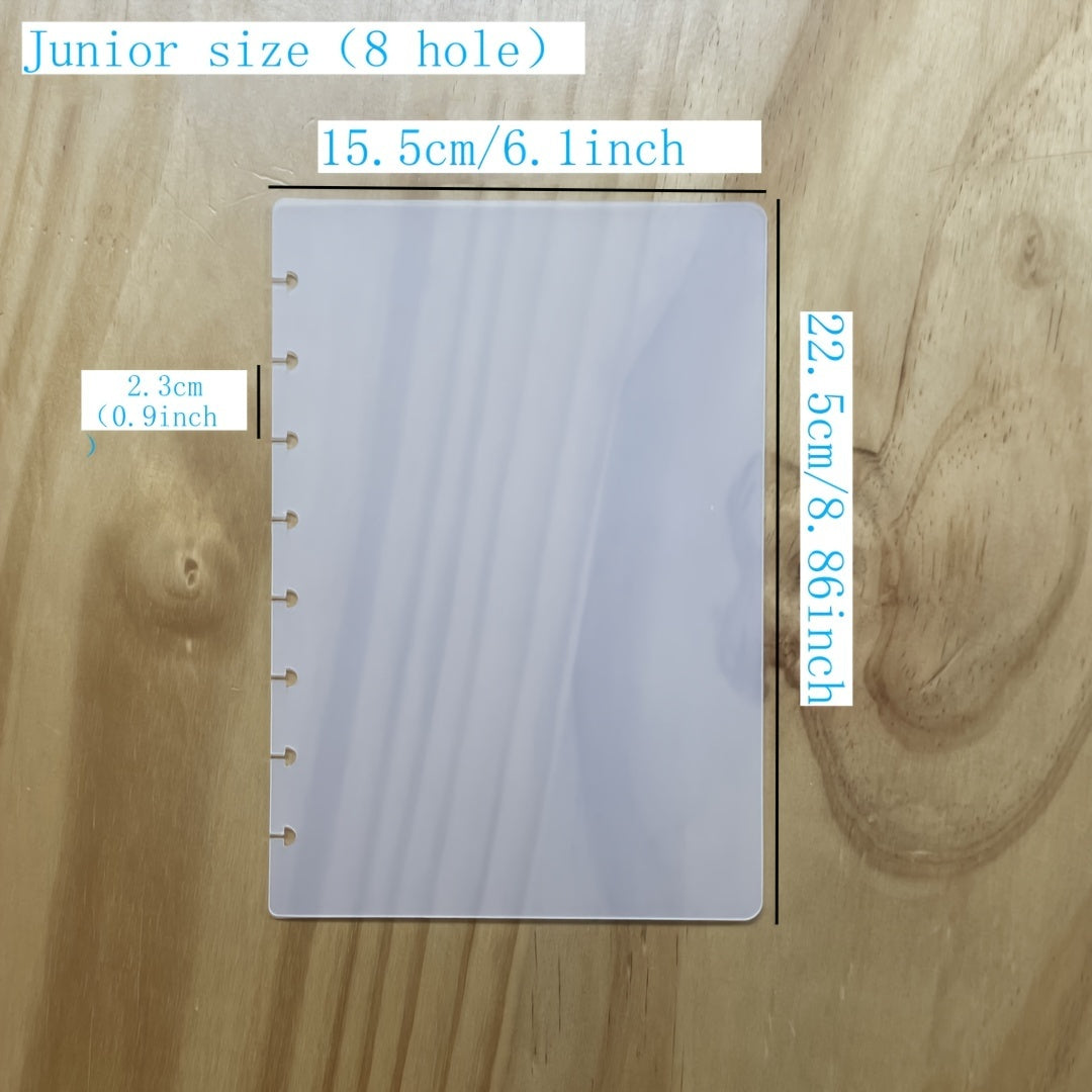 TEMU 2 Sheets Planner Covers, Letter Size 11 Holes- Junior Size 8 Holes, Frosted Transparent Cover For Mushroom Hole Notebook