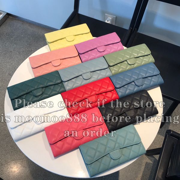 12A All-New Mirror Quality Designer Wallet for Women 19cm Wallet Caviar Genuine Leather Card Holder Black Quilted Coin Purse Luxury Lady Cre