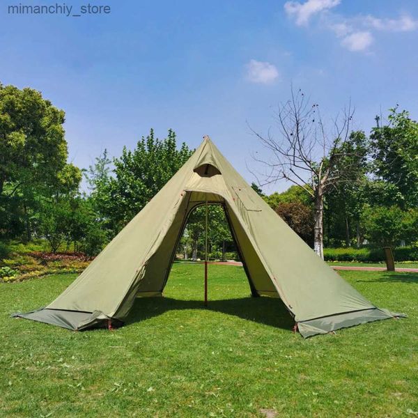 Tents and Shelters New Pyramid Tent With Snow Skirt Ultralight Outdoor Camping Teepee With A Chimney Ho For Cooking Travel Backpacking Tent