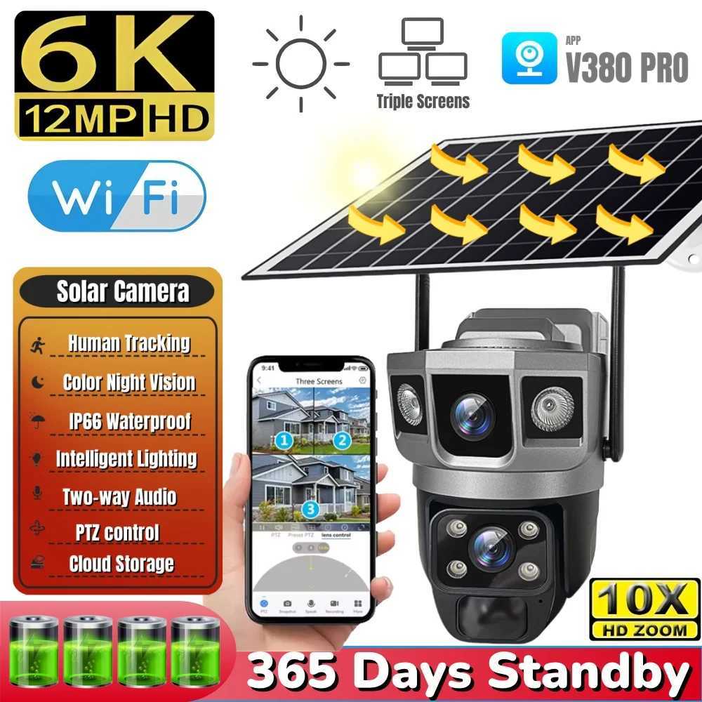 V380pro 12MP 6K WIFI Camera Solar PIR Human Detection Night Vision Waterproof Security Video IP Camara Battery CCTV Monitor Y250925