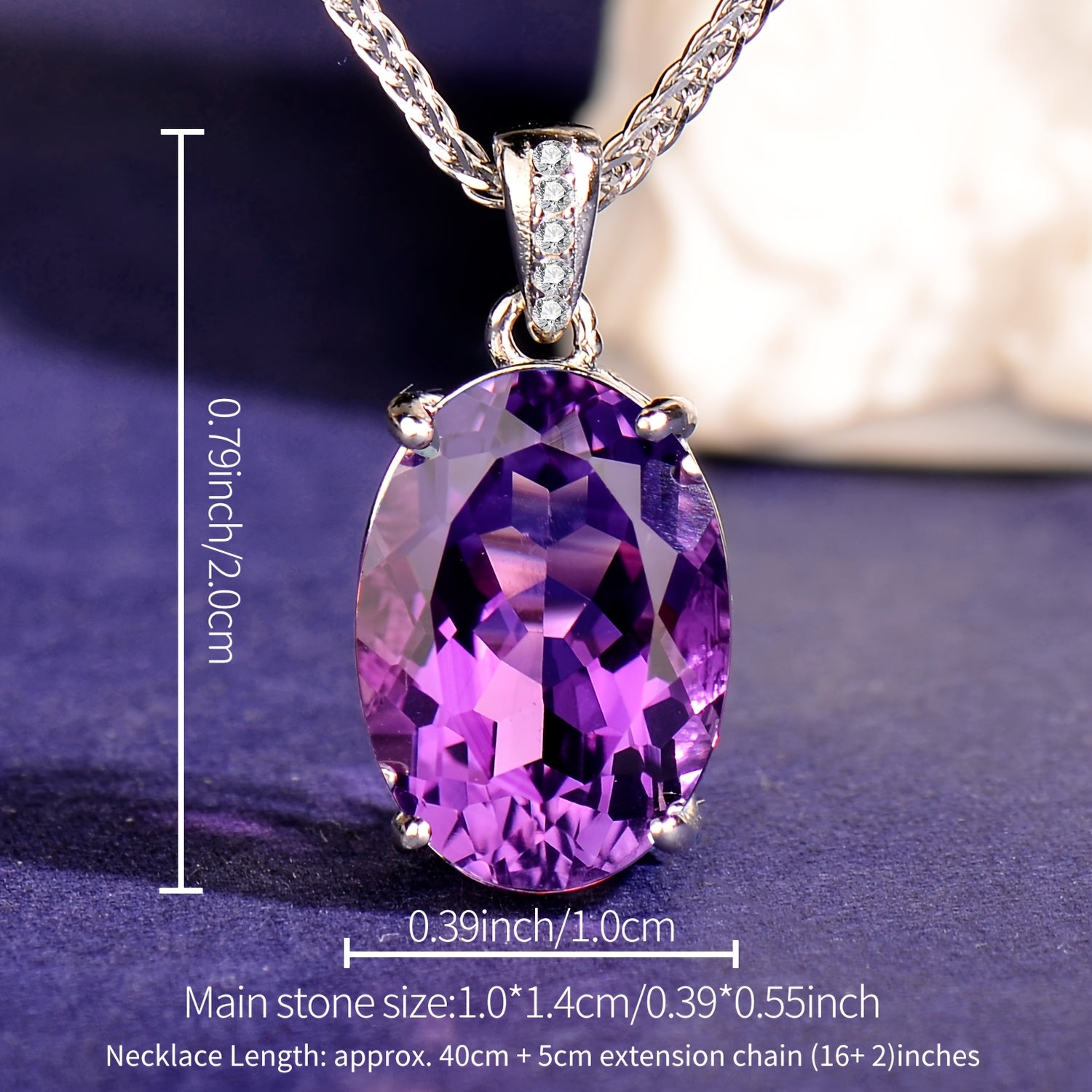 TEMU 925 Silvery Natural Amethyst Pendant, With 925 Silvery Necklace, Suitable For Women, Simple And Elegant, Exquisite And Fashionable Necklace,