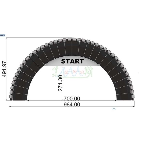 Outdoor Inflatable Tire Arch Gear Track Archway Entrance with Banner for Sports or Competition