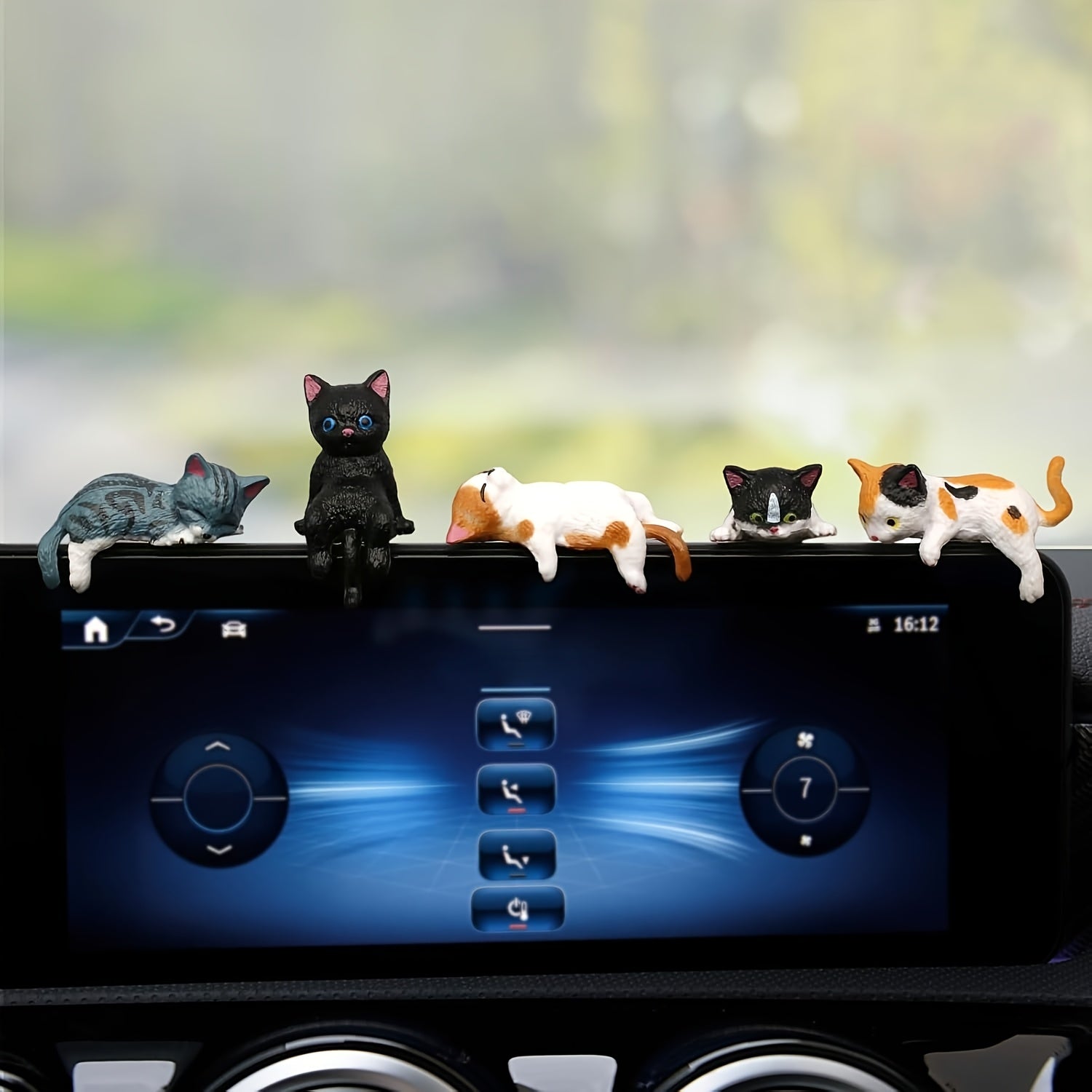 TEMU Cat Car Interior Accessories Dashboard Decoration, A Set Of 5pcs Cute Car Dashboard Decoration Rearview Mirror Decoration, Suitable For Girls'
