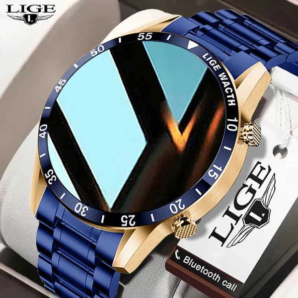 LIGE 2025 New Blue Smart Watch Call Heart Rate Sleep Monitor Sport Fitness Tracker IP67 Waterproof Steel Smart Watches Z250207