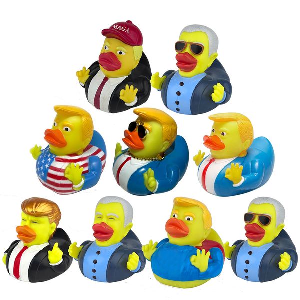 2024 Donald Trump Rubber Duck Baby Bath MAGA US Flag Floating Water Toy Duck Cute PVC Ducks Funny Duck Toys for Kids Gift Party Favor Deskto