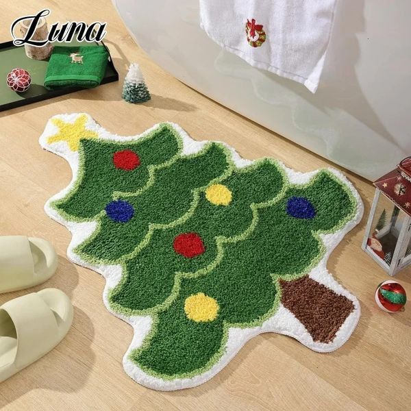 Christmas tree carpet for living room imitating cashmere bedding carpet irregular soft plush floor mat Christmas decoration 241016