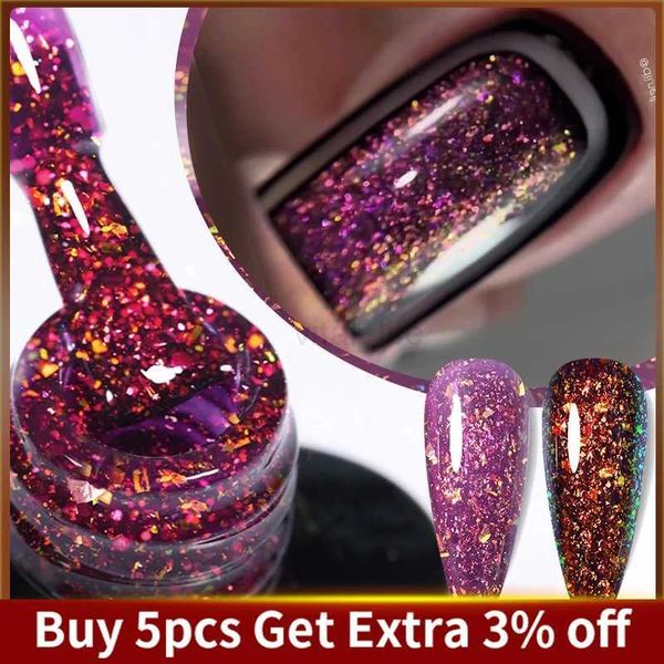 UR SUGAR 7ml Chameleon Flakes Rubber Base Gel Glitter Sequin Sparkling Soak Off UV LED Varnish Manicure Nail Gel PolishCL240711