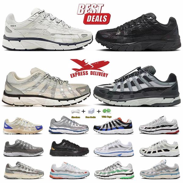 Sapatos de designer de frete grátis p6000 homens mulheres tênis triplos pretos brancos cáqui lobo cinza racer blue sports sports clássico mo
