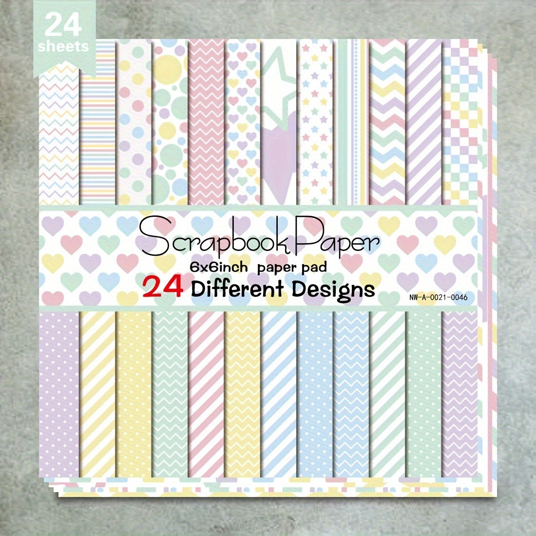 TEMU 24 Sheets 6"x6" Paper - 24 With Seamless Color Patterns, Hearts, , Stripes & Polka Dots For Diy Card Making, Scrapbooking, Journals, Planners -