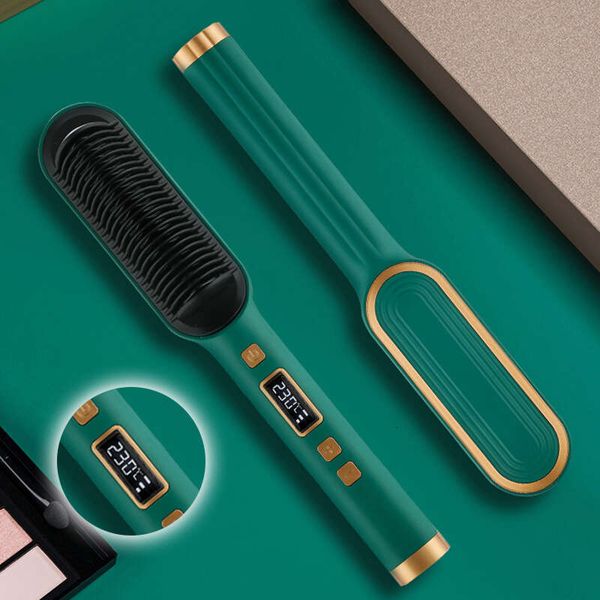 2 in 1 Electric Hot Comb Straightener Heating Curler Wet Dry Iron Straightening Brush Professional Hair Styg Tool