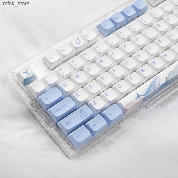 Keyboards 133 Keys XDA Profile Keycap Ocean Whale Theme PBT Keyca For MX Switch Mechanical keyboard Dye Sublimation Blue White key Ca J24120