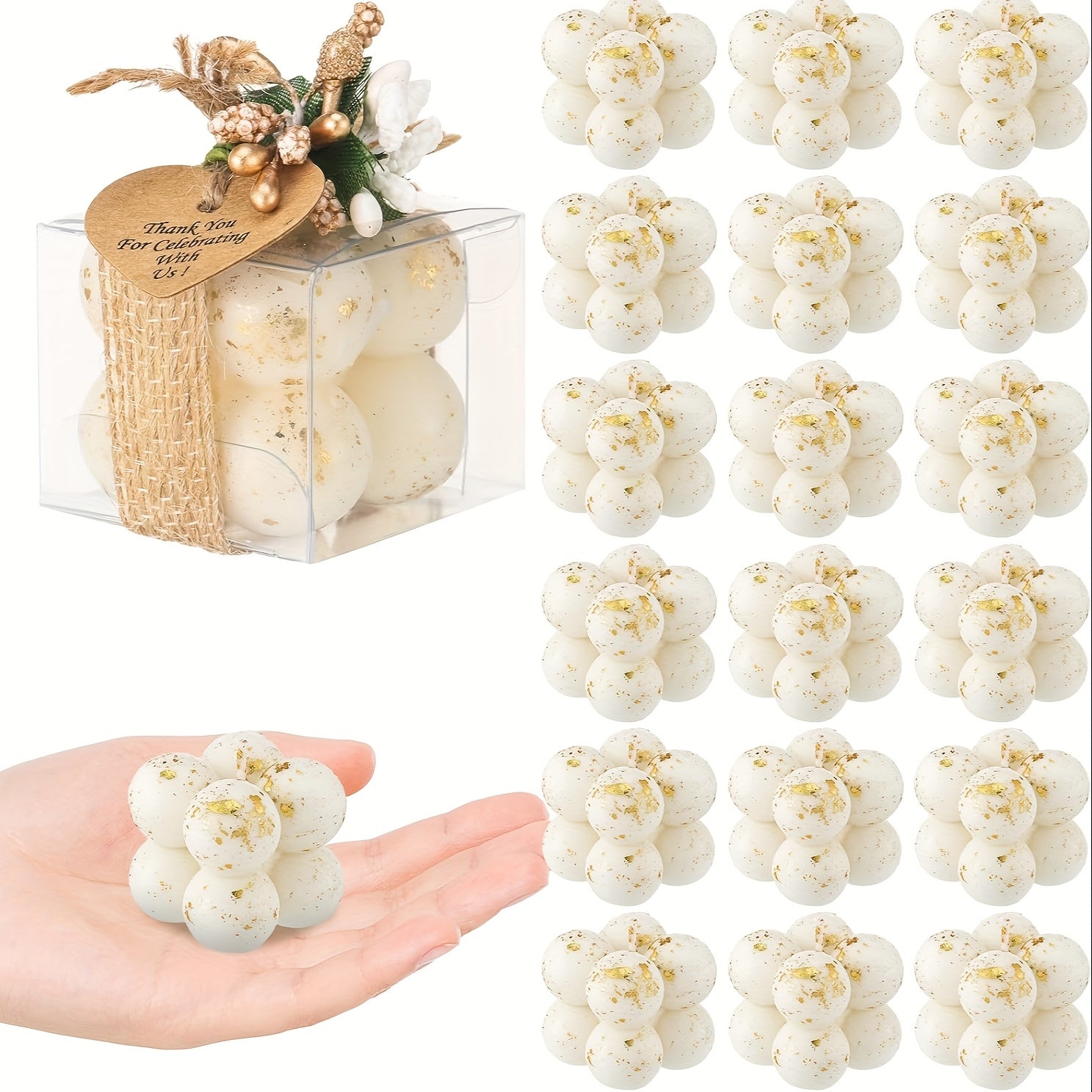 TEMU 30 Sets 30 Sets Wedding Favors Gift For Guests, 1.6" Mini Candles Bulk With Thank You Cards Dried Flowers, Small Candles Gift Party Favors Party