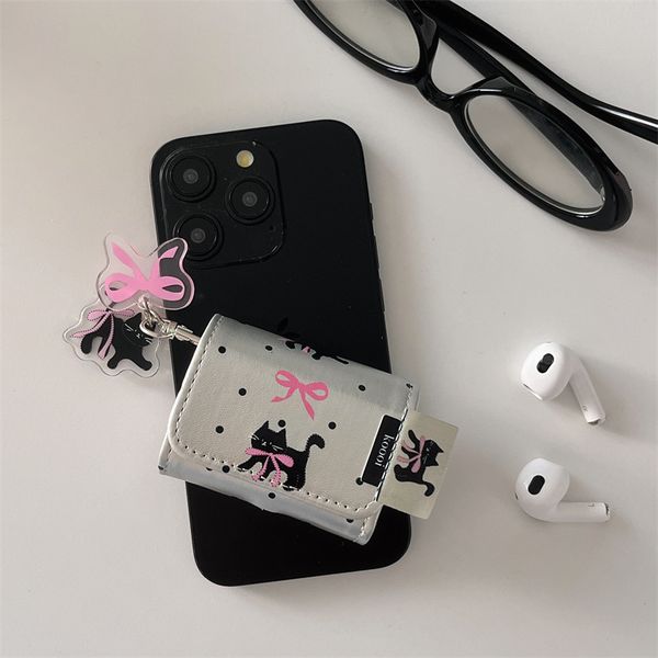 Sier Black Cat Bow Suitable for Pro2 Bluetooth Wireless 2 Earphone 3rd Generation Flip Cover Female