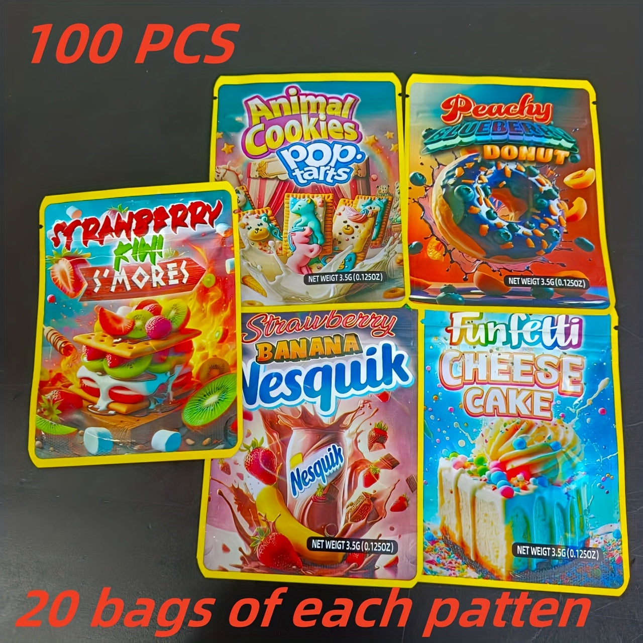 TEMU 100pcs Reusable Holographic 3.5g Mylar Gift Bags - Waterproof, Vibrant For Gift Packaging, Candy Storage & Holiday Decor (peach, Pink, Green,