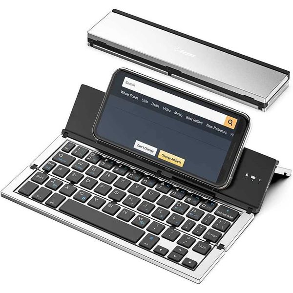 Keyboards Folding Bluetooth Keyboard Foldable Wireless Keyboard with Pocket Size Aluminum Alloy Housing for iPad iPhoneAndroid Devices z2411