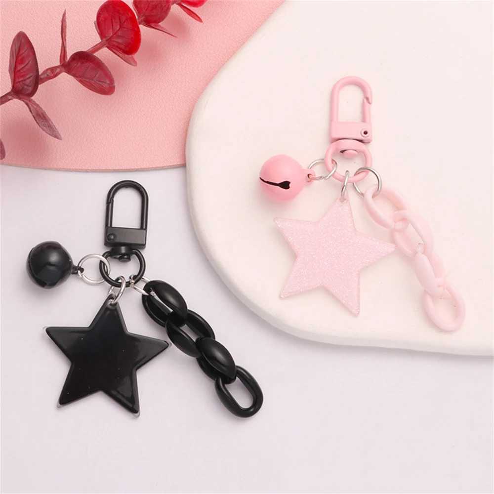Glitter Stars Acrylic Keychain Bell Pendant Keyring for Girls Backpack Charm Headphone Case Accessorie Creative Friendship GiftsX240919