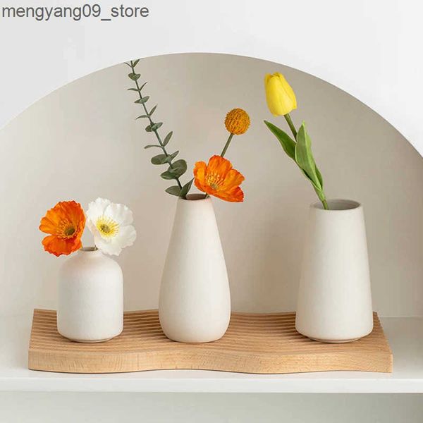 Vases Simple Brief Style Ceramic Vase Dining Table Wedding Decorations Nordic Home Living Room Decorations Vase J241210