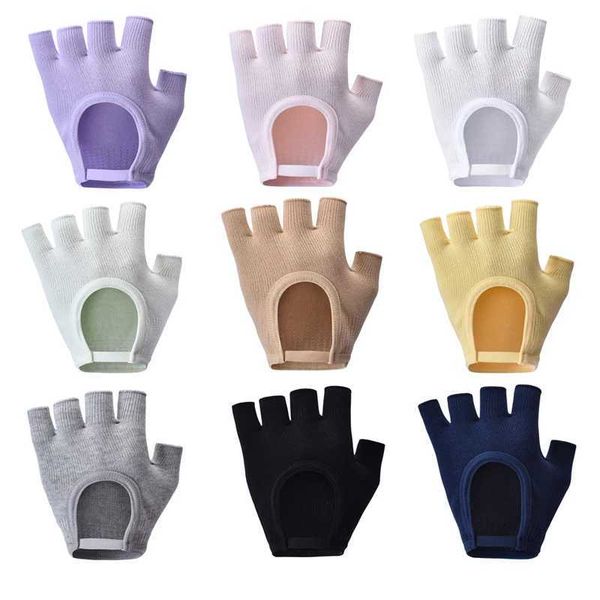 Sports Gloves Women Anti-slip Yoga Gloves Cotton Fitness Half Finger Gloves Breathable Outdoor Cycling Bicycle Pilates Sports Fishing Gloves