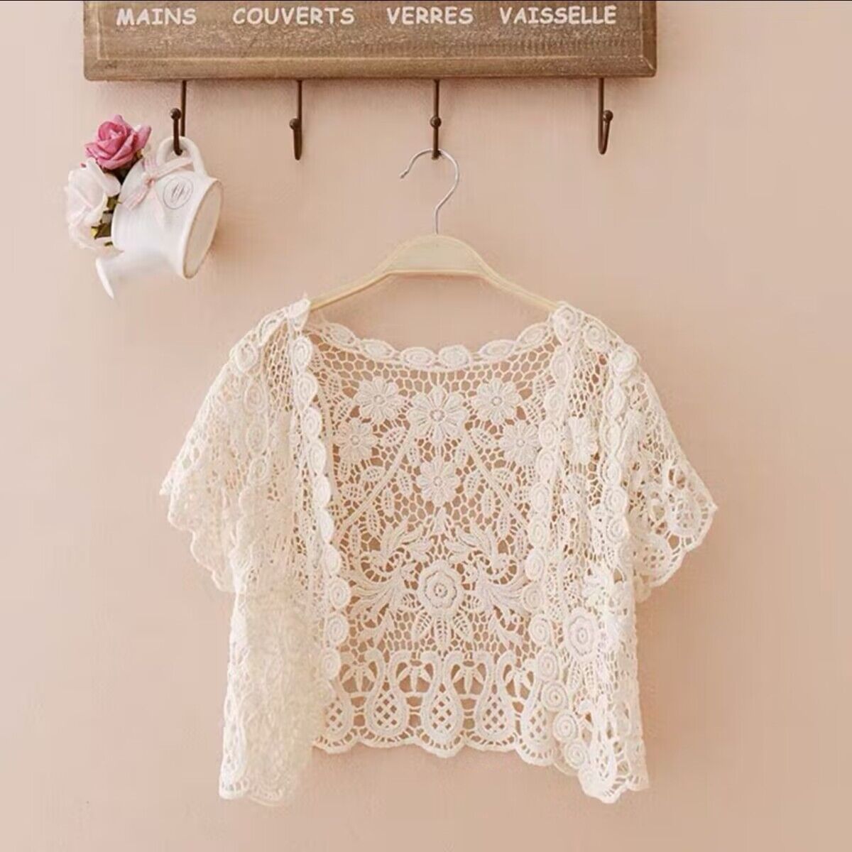 K1087 Summer versatile short-sleeved outerwear small shawl women&#039;s summer thin coat lace sweater hollow waistcoat short cardigan