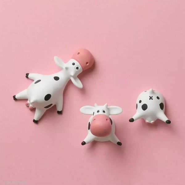 Fridge Magnets Cow Refrigerator Stickers Lying On Their Stomachs Cartoon Cute 3D Three-Dimensional Resin Magnets Creative Art Design Kitchen