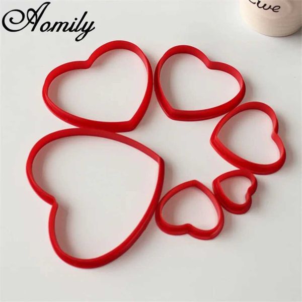 6-piece-set cute heart-shaped cookie cutter 6-size sweet cake pastry DIY molded baking tool stainless steel baking tool Y250113
