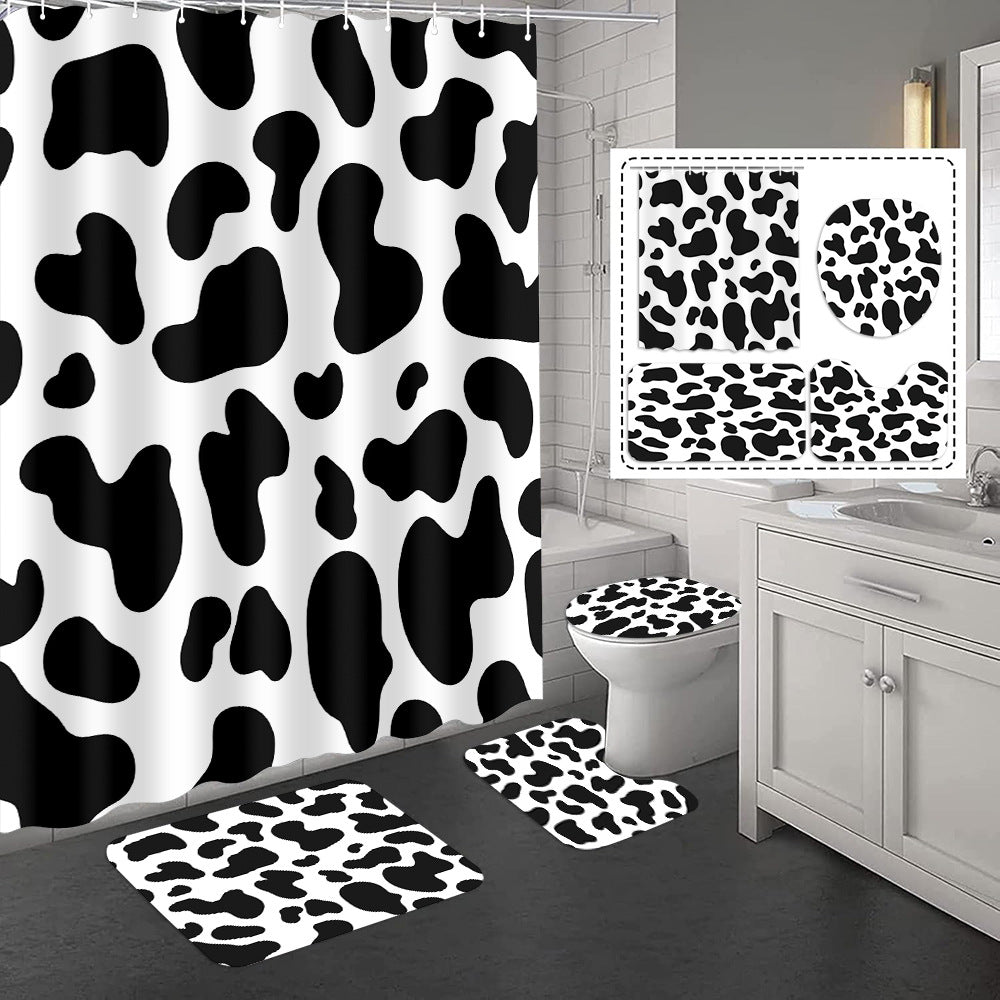 YL-37420 Hot selling special shower curtain manufacturer Bomi digital printed polyester shower curtain non-slip floor mat set