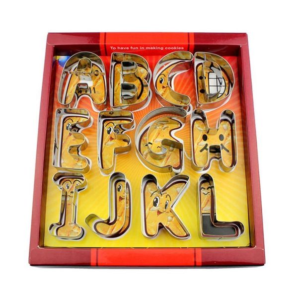 Baking Moulds Large Size 26 English Letters Alphabet Cookie Cutters Set Gift Package Fondant Cake Mold Stainless Steel DIY Biscuit Baking To