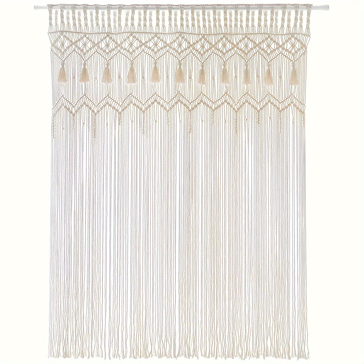 TEMU 1pc Large Macrame Wall Hanging Boho Tapestry Macrame Wall Decor Bohemian Handmade Wedding Backdrop Bedroom Living Room Apartment, 51''wide X