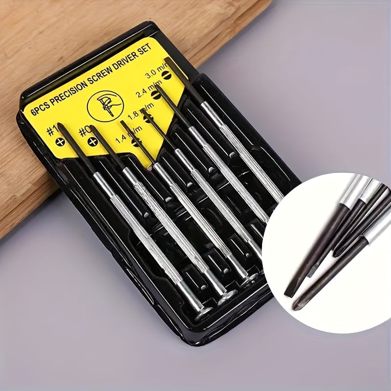 TEMU 6-piece Precision Steel Screwdriver Set - Phillips Head For Electronics And Fine Mechanism Repair