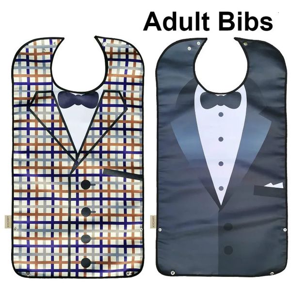 Aprons Waterproof Adult Eating Bibs Washable Apron Reusable Clothing Protector with Crumb Catcher For Elderly Men Women Senior 231026