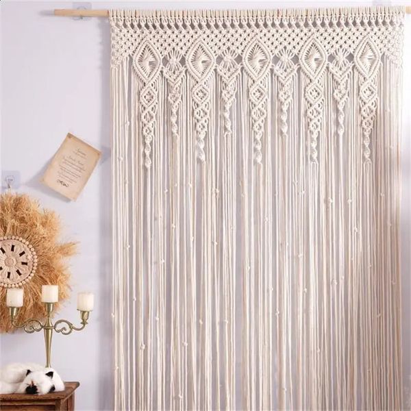 Handmade Macrame curtains cotton ropes Macrema doors and windows Tapestry curtains wall mounted tape Boho decorations 240918