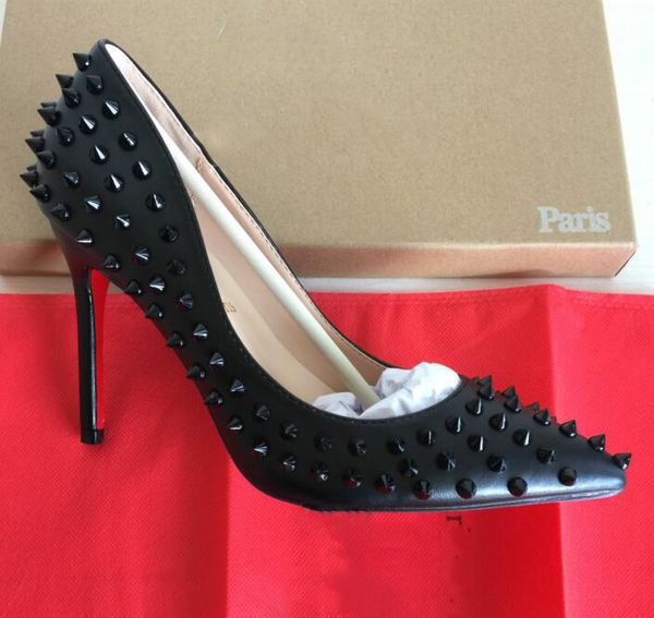 Designer Shoes Red Soled Spikes Heels Shoes Fashion Womens Leather Stiletto heels Sandals Slingback Designer Luxury Pointy Toe Pumps With Bo