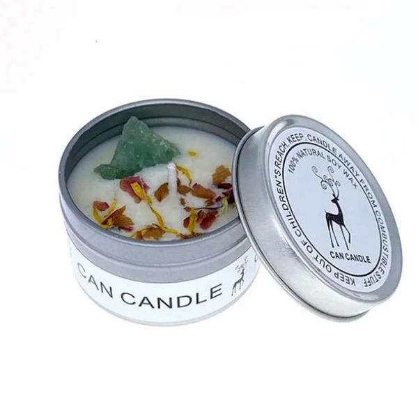 Candles Can Scented Long Lasting Soy Candle Crystal Stone Dried Flower Implate Fragrance Less 1pc dle