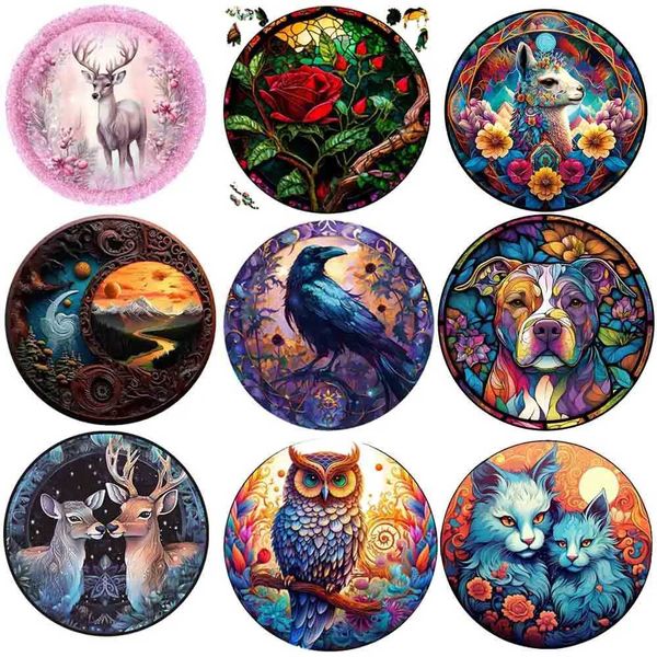 Interesting animal puzzles wooden puzzles childrens elephant wooden puzzles family education games holiday Christmas gifts puzzles W240903