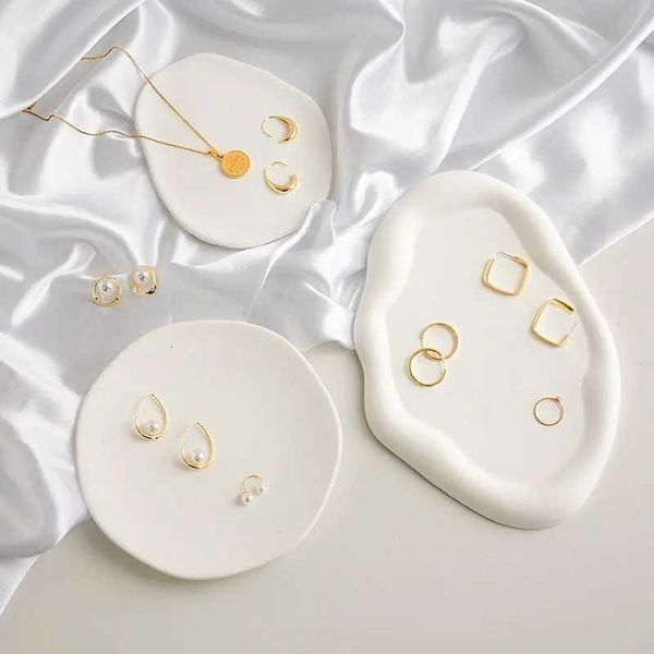 Decorative Plates Gypsum Tray Storage Plate Matte Nail Jewelry Display Decoration Photography Prop CL250121