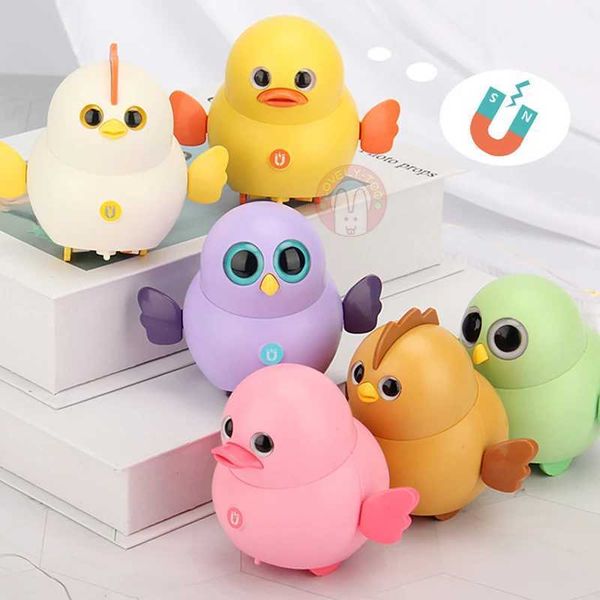 Cute Swinging Magnetic Electronic Pets Walking Chicken Toys For Girls Chicks Set Children Link Trackless Random Road Condition Y240814
