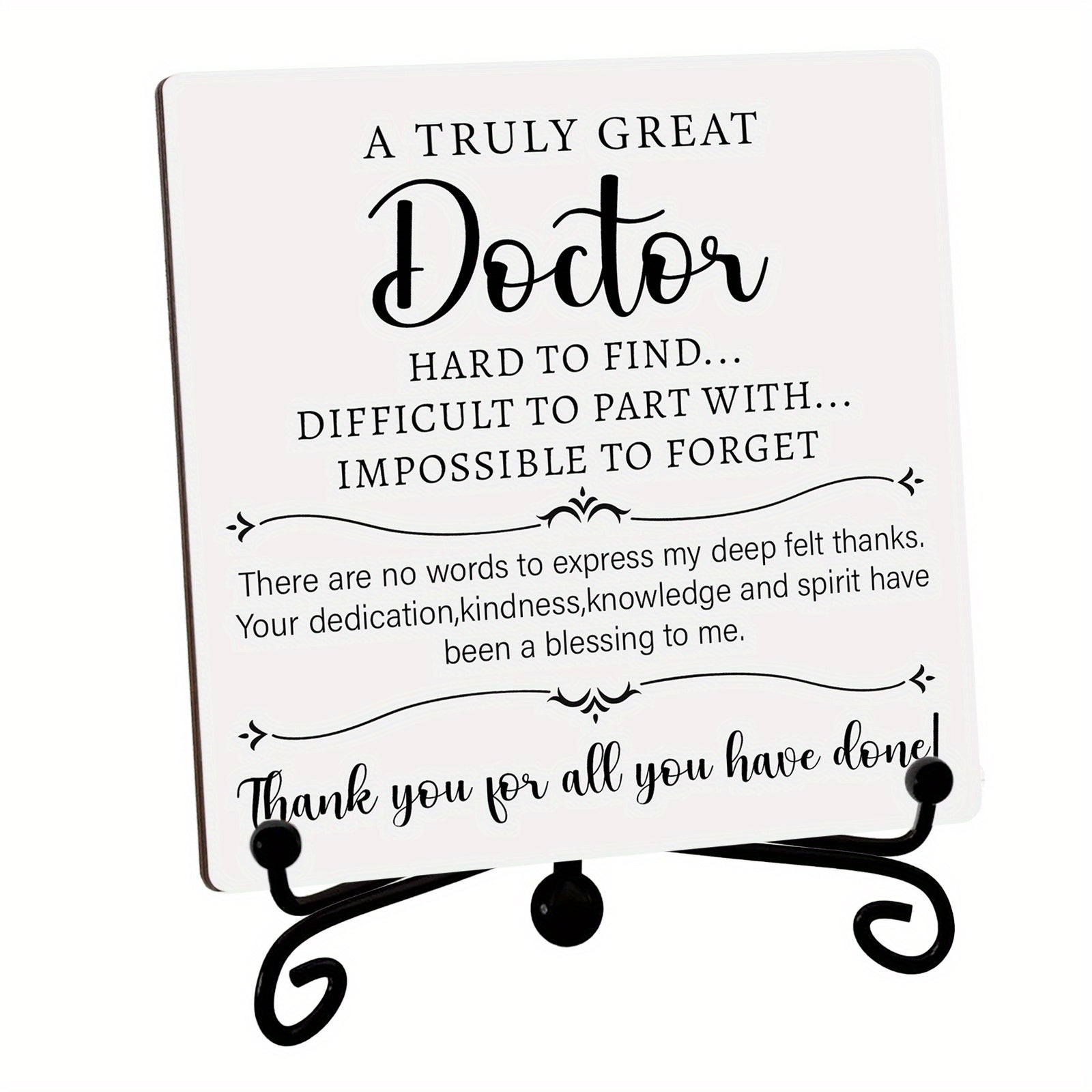 TEMU 1pc Vintage Wooden Sign Plaque With Stand - Inspirational Doctor Appreciation Gift, -style Thank You Message For Christmas, Birthday, Retirement
