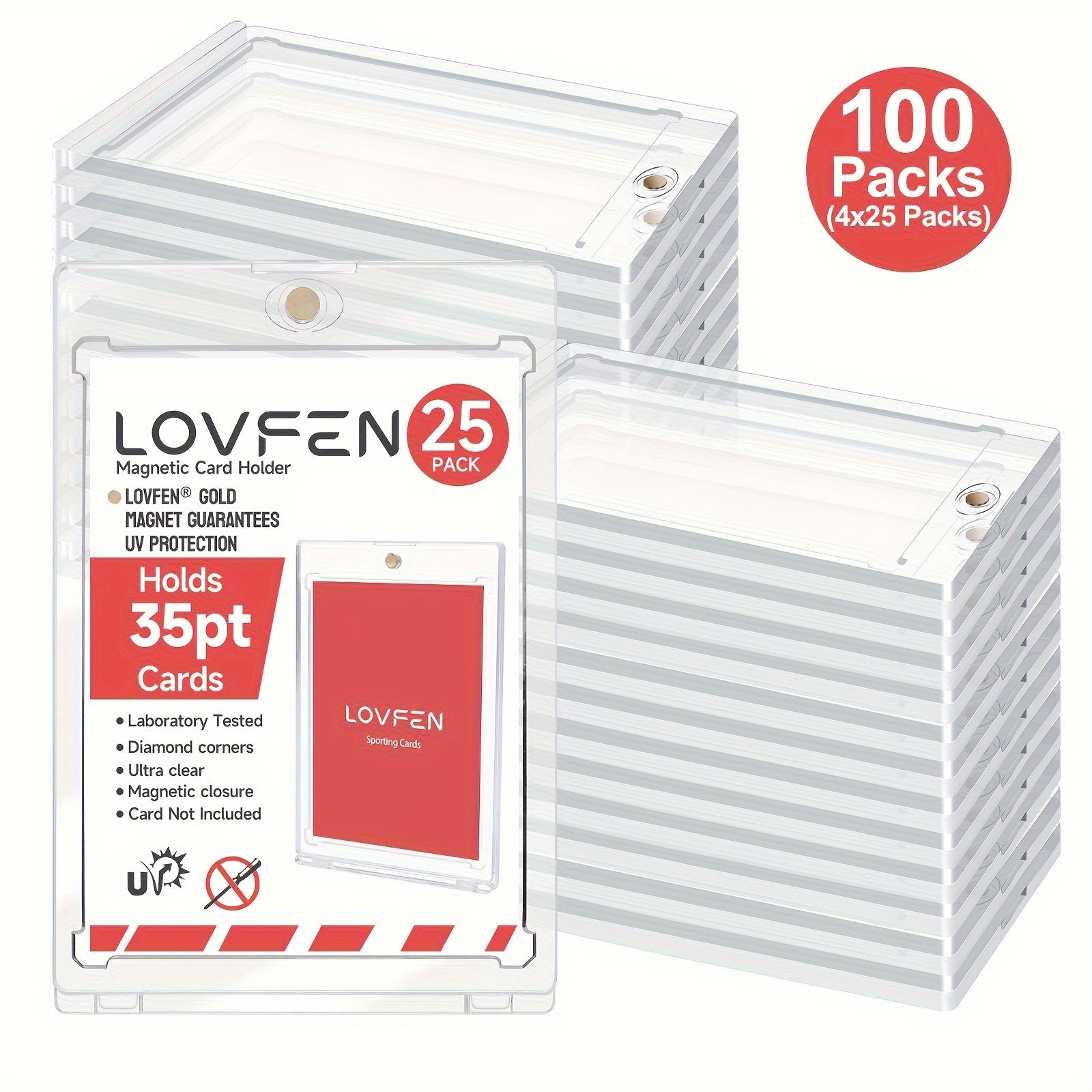 TEMU 25-100 Packs Magnetic Card Holder - Protective Sleeves With Hard Plastic Construction, 35pt Thick Card Case Protector For Baseball, And Trading