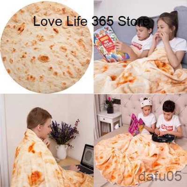 Blankets Swaddling 1pc Tortilla Blanket Pepperoni Pizza Round Realistic Donut Soft Warm Cookies Lavash For Bed Sofa Travel Gift Adult Kids R
