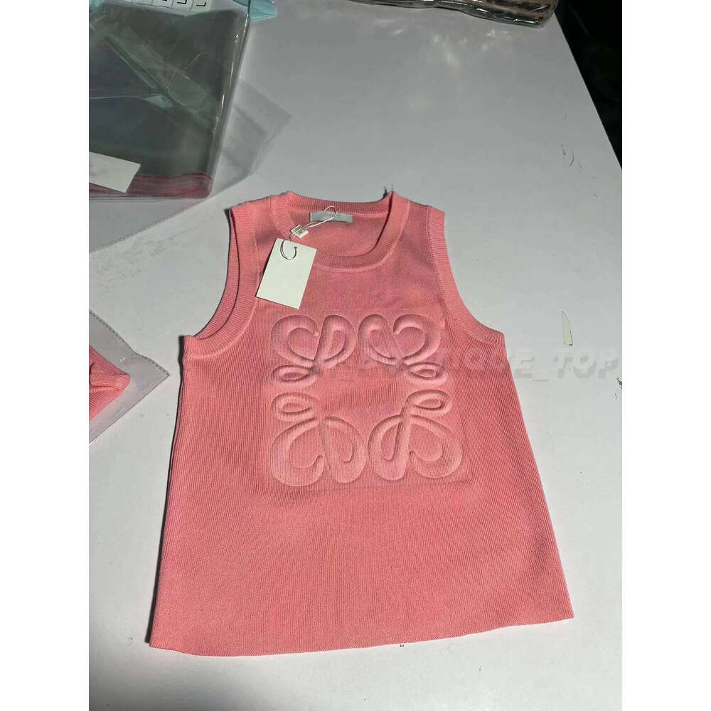 Lowelle Tanks & Camis Anagram-Embroidered Cotton-Blend Tank Top Loewetoply Shorts Designer Nylon Yoga Suit O-Neck Vest Sports Bra Vest Ladies Elasti